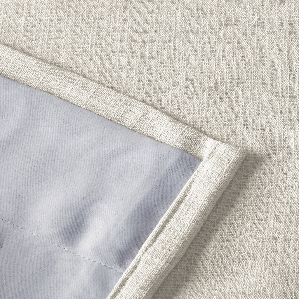 Ivory White Faux Linen Blackout Pinch Pleated Curtain, 1 Panel, 52"x84" K86378