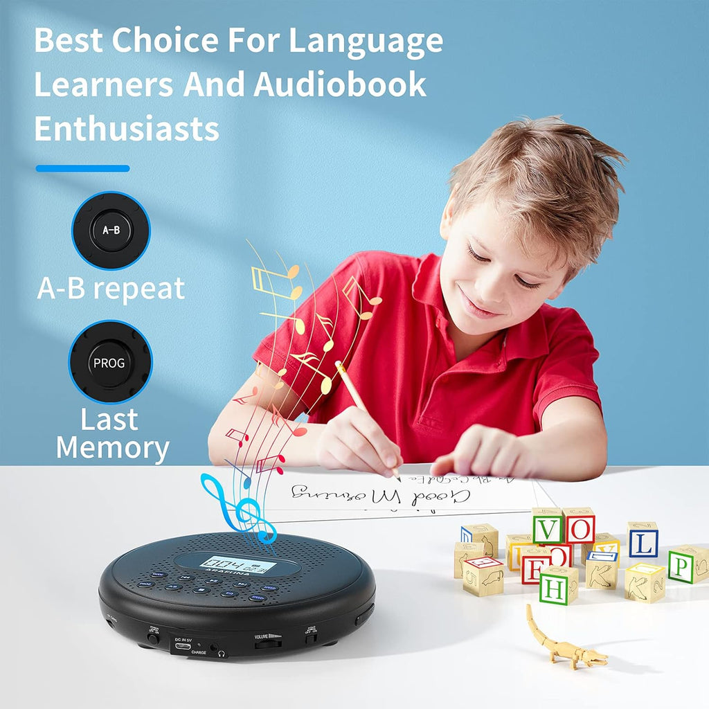 Portable CD Player with Dual Stereo Speakers and Anti-Skip Protection J612808