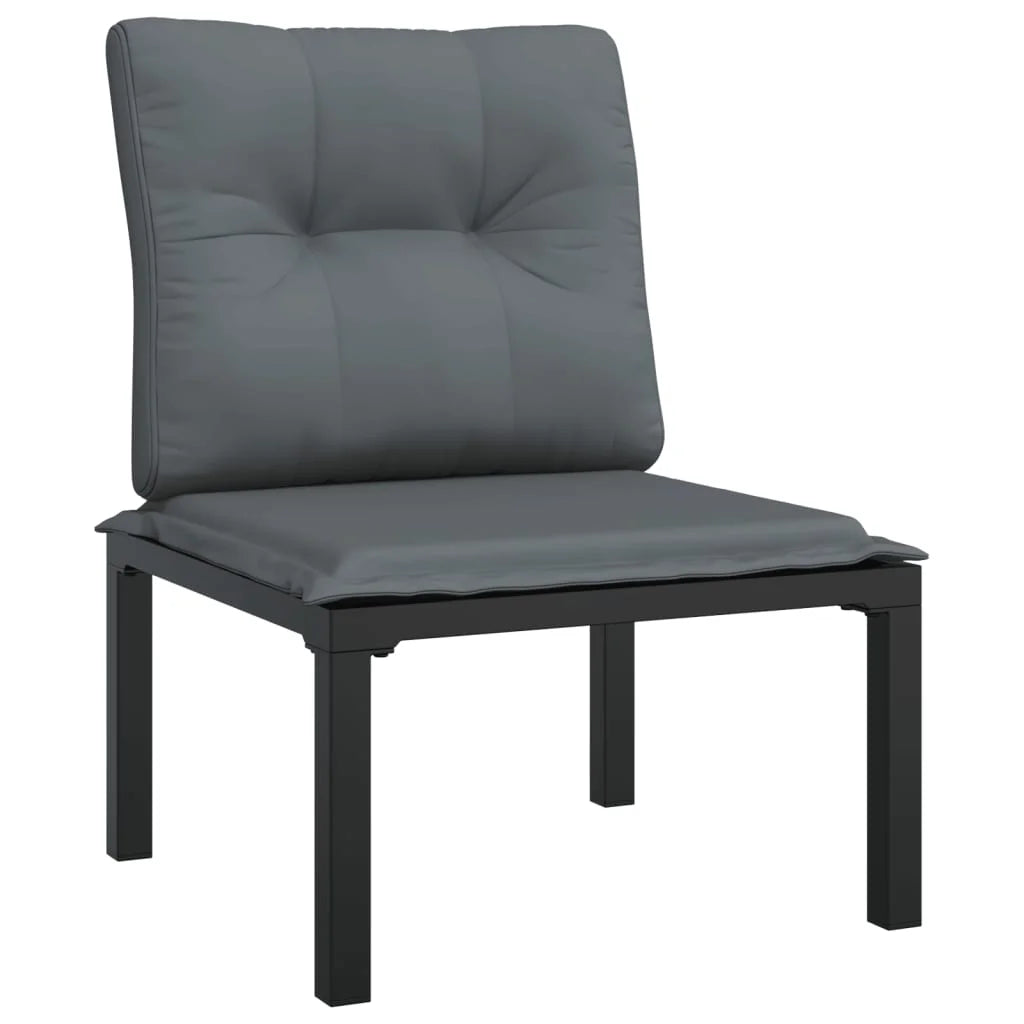 5 Piece Outdoor Patio Furniture Set, Black Poly Rattan Sectional Sofa with Dark Gray Cushions K46602