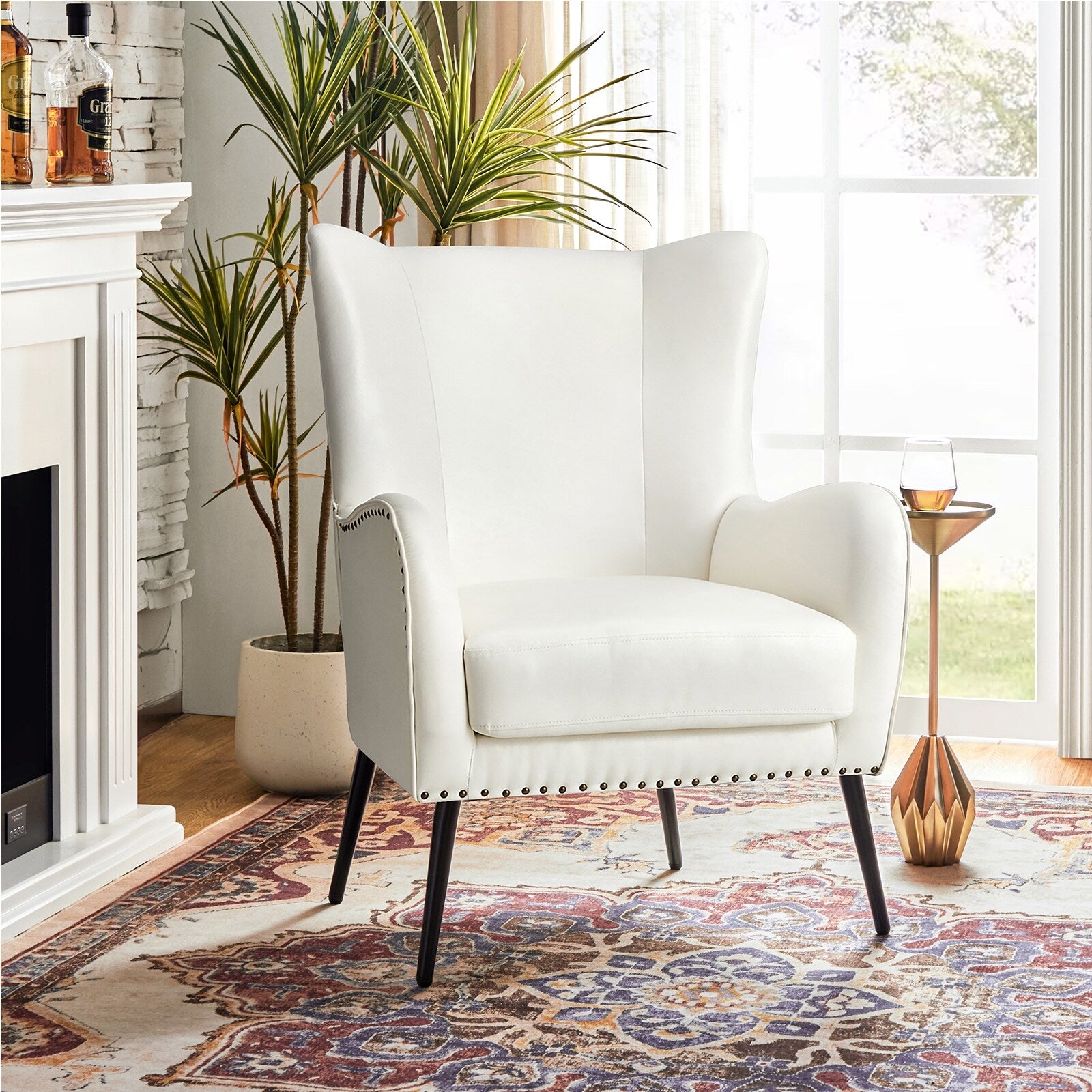 IVORY Upholstered Armchair with Metal Legs L145