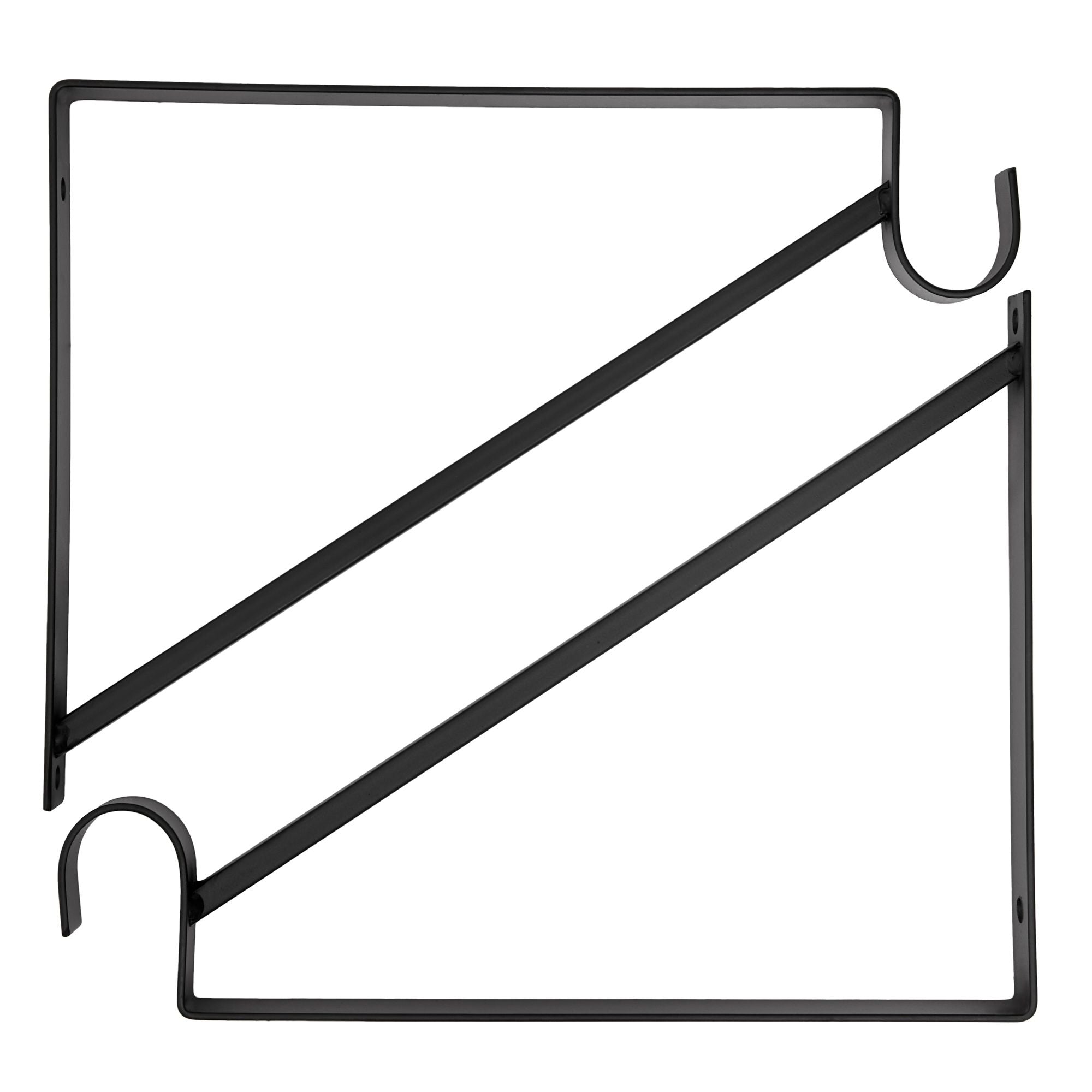 4 Pack Metal Closet Hanging Shelf Rod Bracket Holder and Support, Heavy Duty Bar for Shelving (Black, 12.5 x 1 x 9.5 in) Y8653
