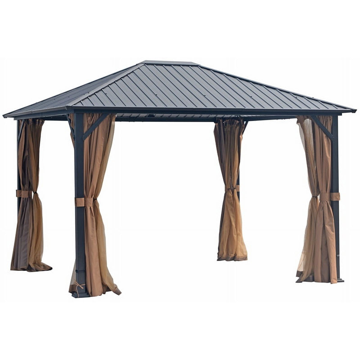 10x12 Hardtop Metal Canopy Gazebo with Netting G997955