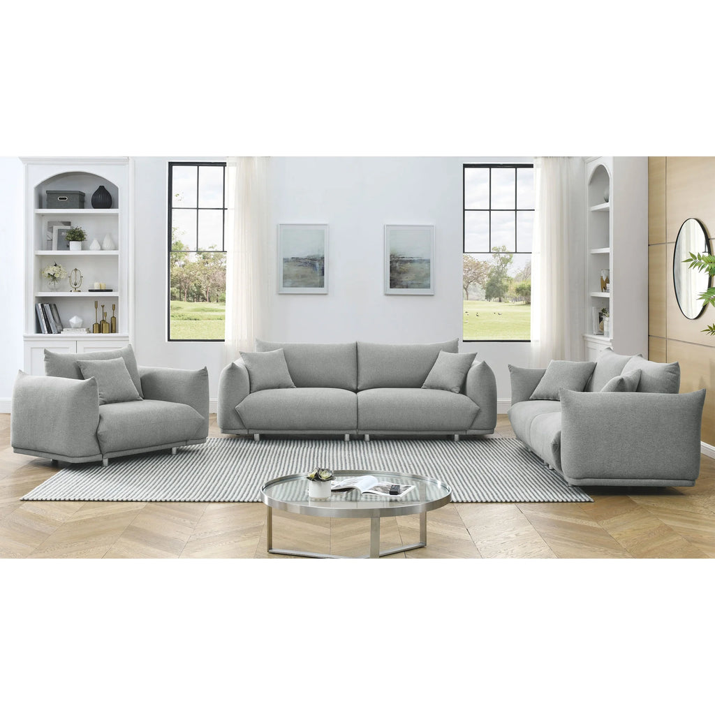 3-seater + 2-seater + 1-seater Combination Sofa with Solid Wood Frame and Metal Legs, 5 Pillows B2414