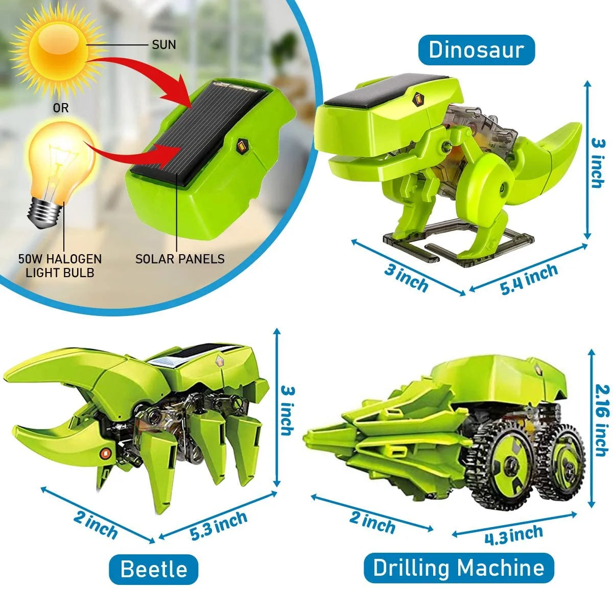 STEM Robot Building Educational Toys Science Kit 3 in 1 Solar Dinosaur Desk Robot U116086