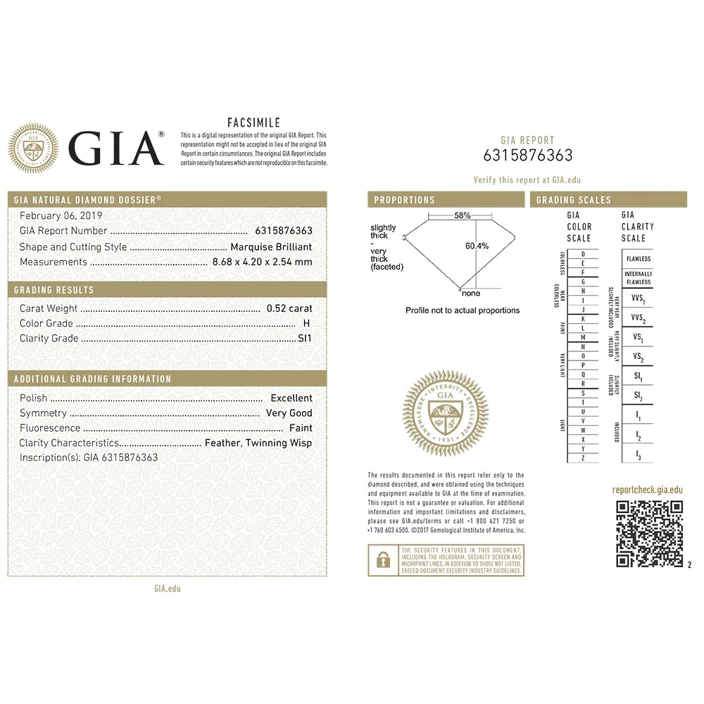Marquise Solitaire GIA Certified 0.50 Carat 14K Gold Ring F191190