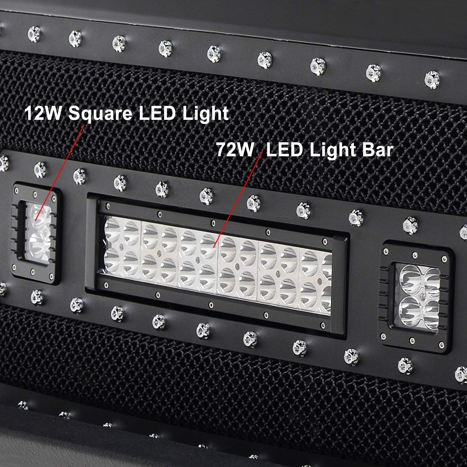 Black Stainless Steel Wire Mesh Grille with 3 LED Lights P522