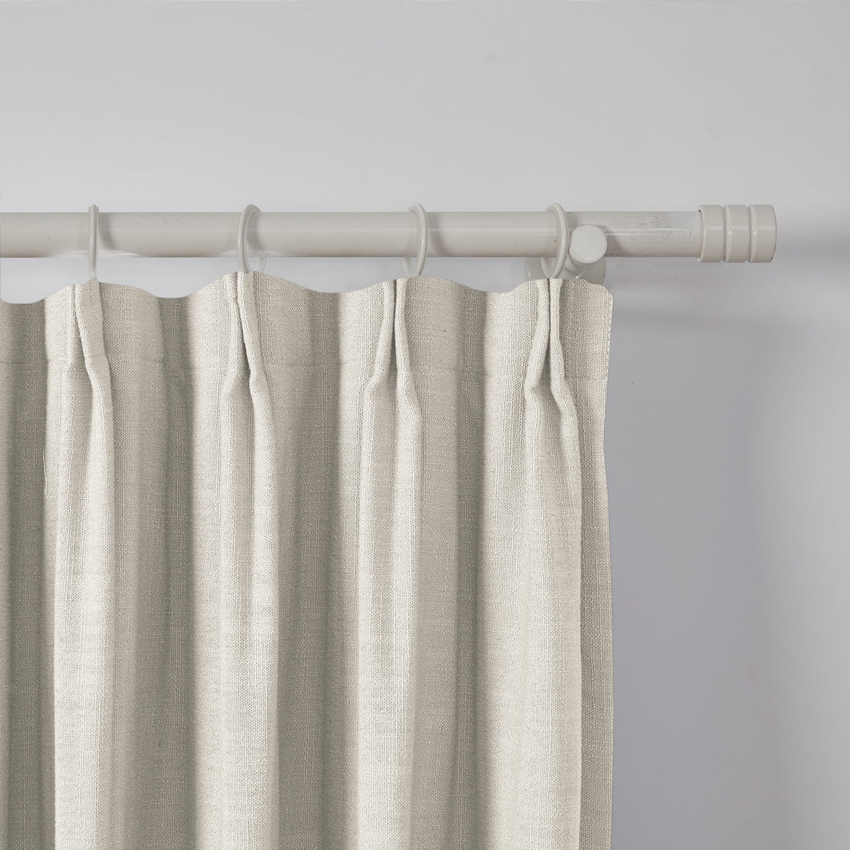 Ivory White Faux Linen Blackout Pinch Pleated Curtain, 1 Panel, 52"x84" K86378