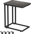Rustic Brown and Black C Shaped Side Table with Metal Frame, Pack of 2 X199
