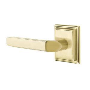 Satin Brass Half Dummy Left Handed Door Lever with Rose S92961