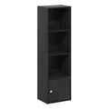 4-Tier Shelf Bookcase with 1 Door Storage Cabinet, Blackwood R4926