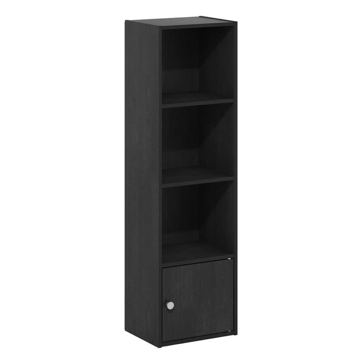 4-Tier Shelf Bookcase with 1 Door Storage Cabinet, Blackwood R4926