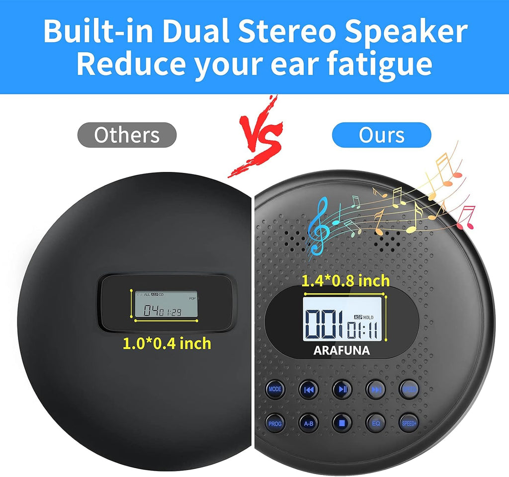 Portable CD Player with Dual Stereo Speakers and Anti-Skip Protection J612808