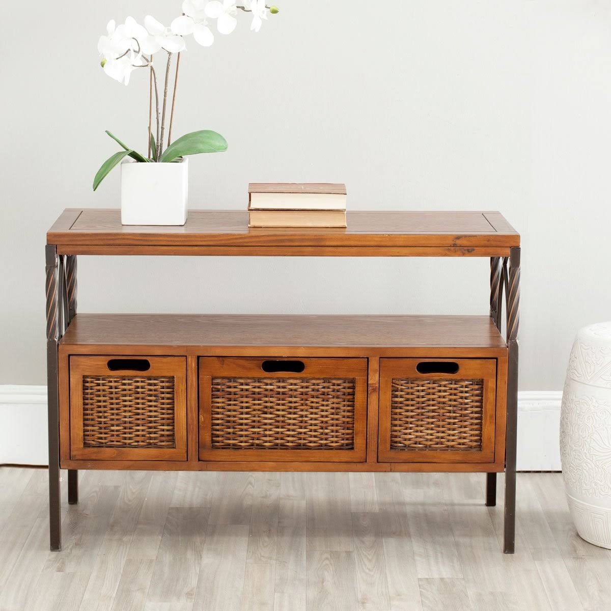 Oak 3 Drawer Console P4855