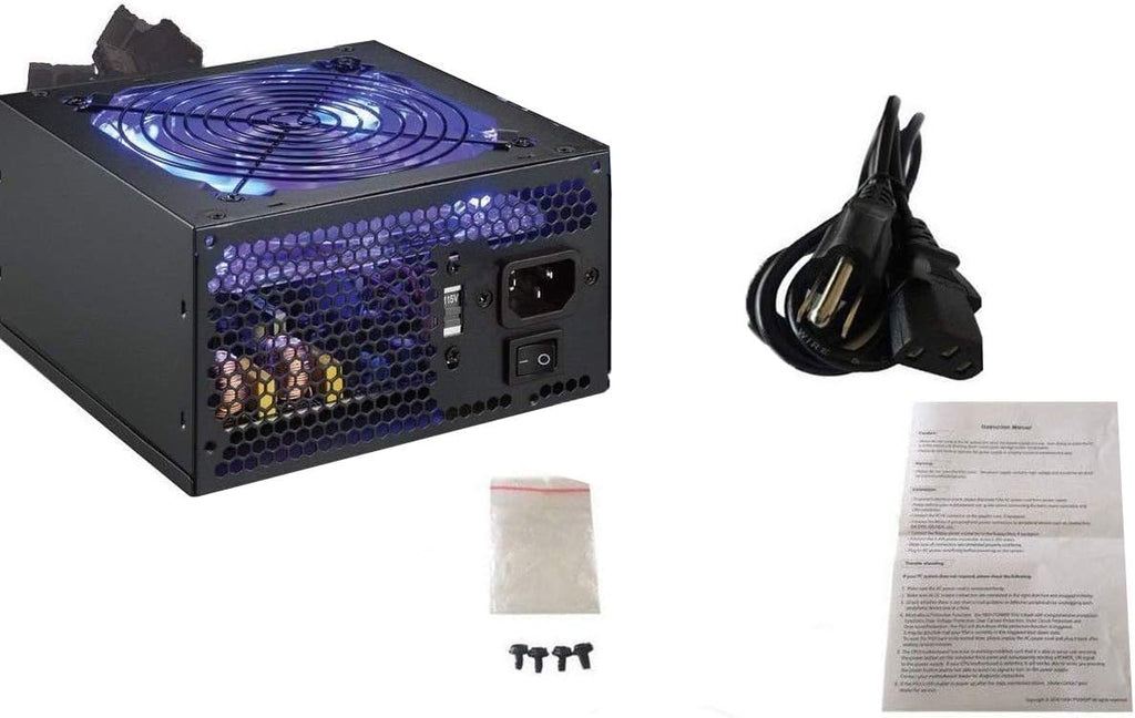 750 Watt Quiet Black ATX 12V 2.0 PSU with All Braided Sleeving Cables and PCIe Power Connector Power Supply Q49209