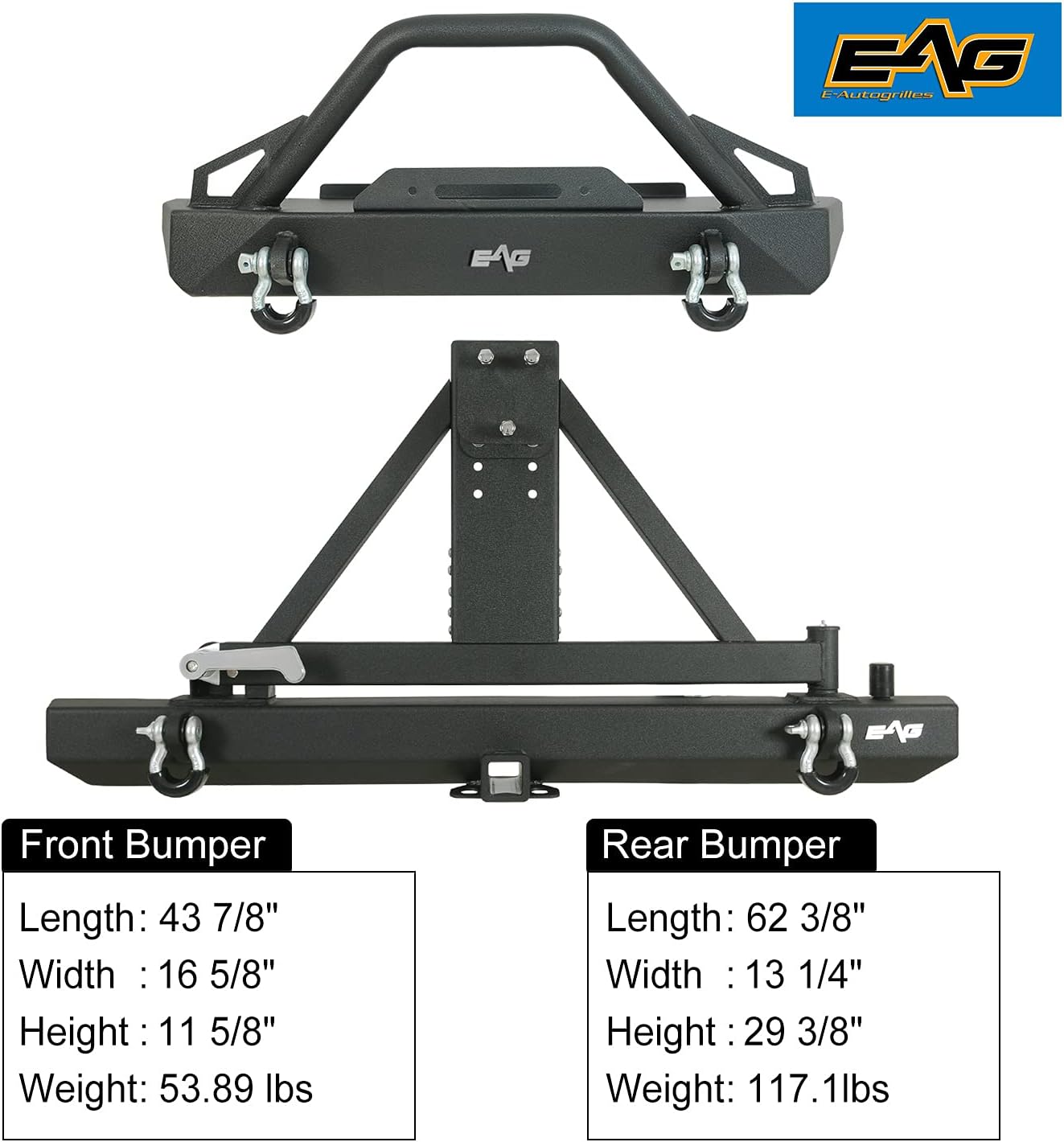 Front Winch Bumper and Rear Bumper with Assembled Tire Carrier T461448
