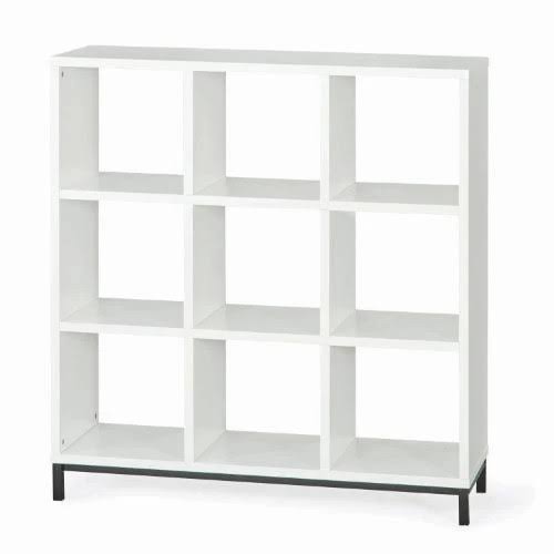 9 Cube Storage Organizer with Metal Base, White Z944
