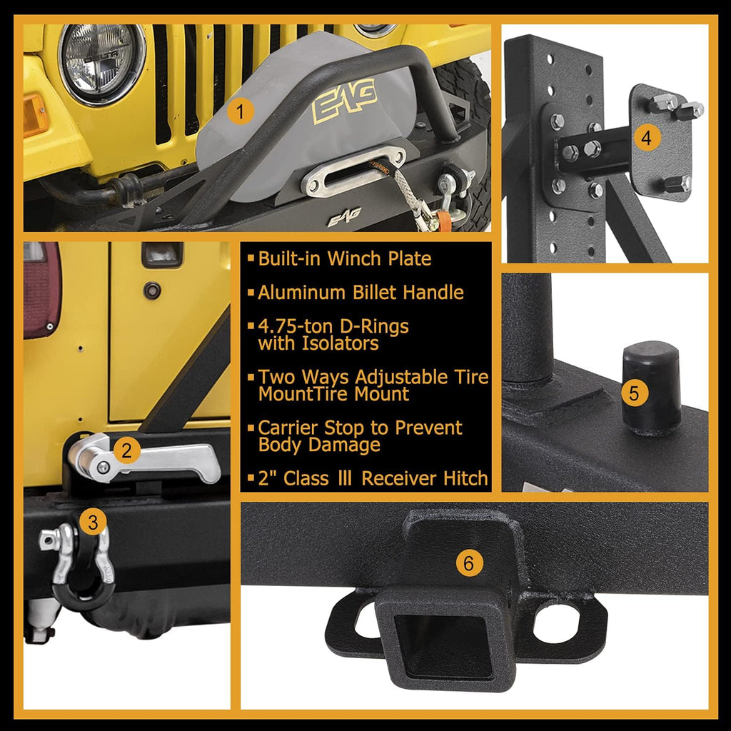 Front Winch Bumper and Rear Bumper with Assembled Tire Carrier T461448