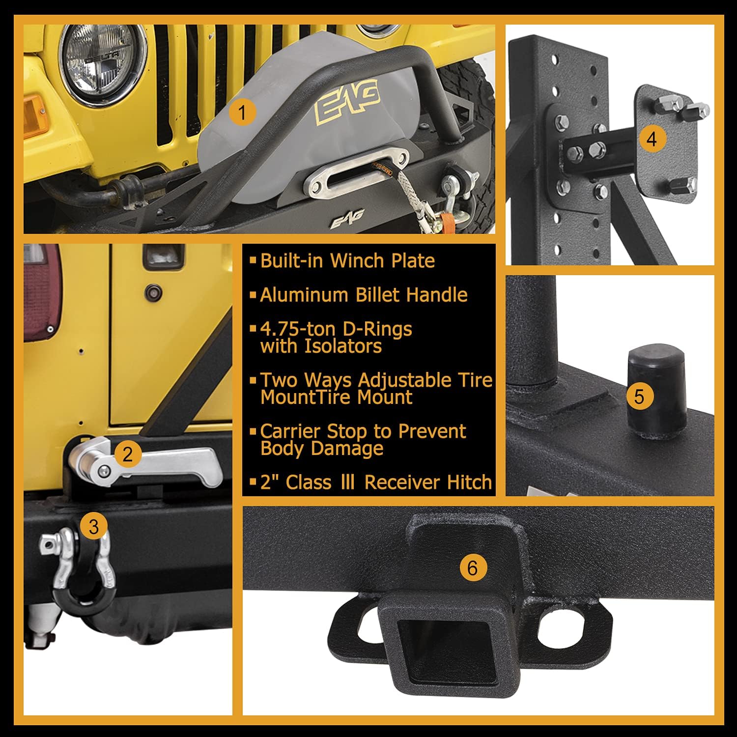 Front Winch Bumper and Rear Bumper with Assembled Tire Carrier T461448