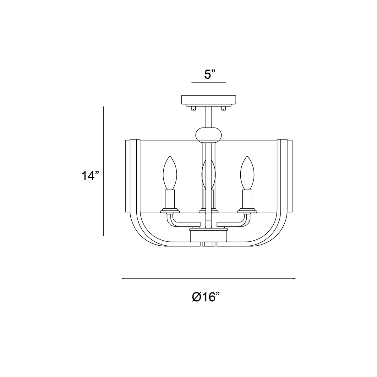 Chrome 3 Light Semi-Flush Mount N971046