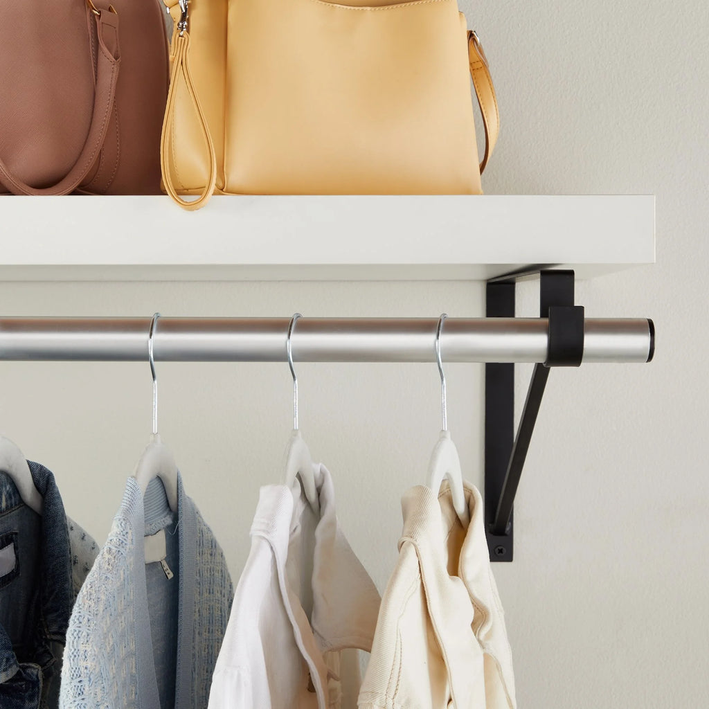 4 Pack Metal Closet Hanging Shelf Rod Bracket Holder and Support, Heavy Duty Bar for Shelving (Black, 12.5 x 1 x 9.5 in) Y8653