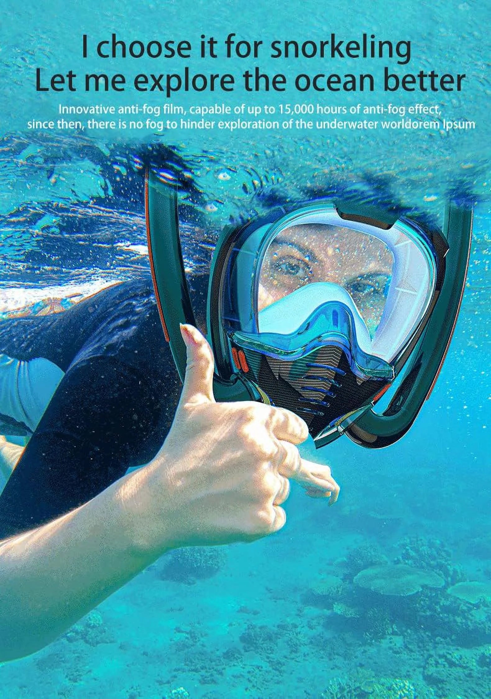 Double Tube Snorkeling Mask Anti-Fog Mirror W897282