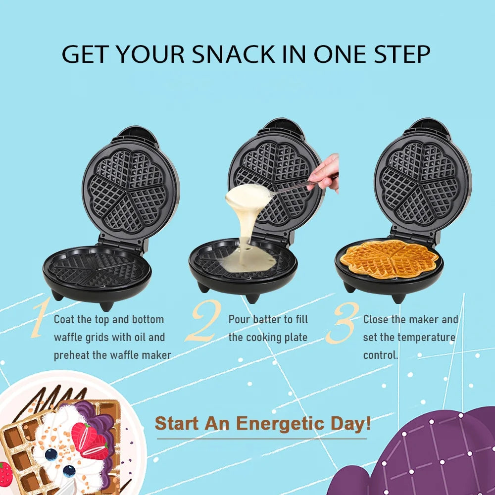 1000W Heart-Shaped Electric Waffle Maker V7013
