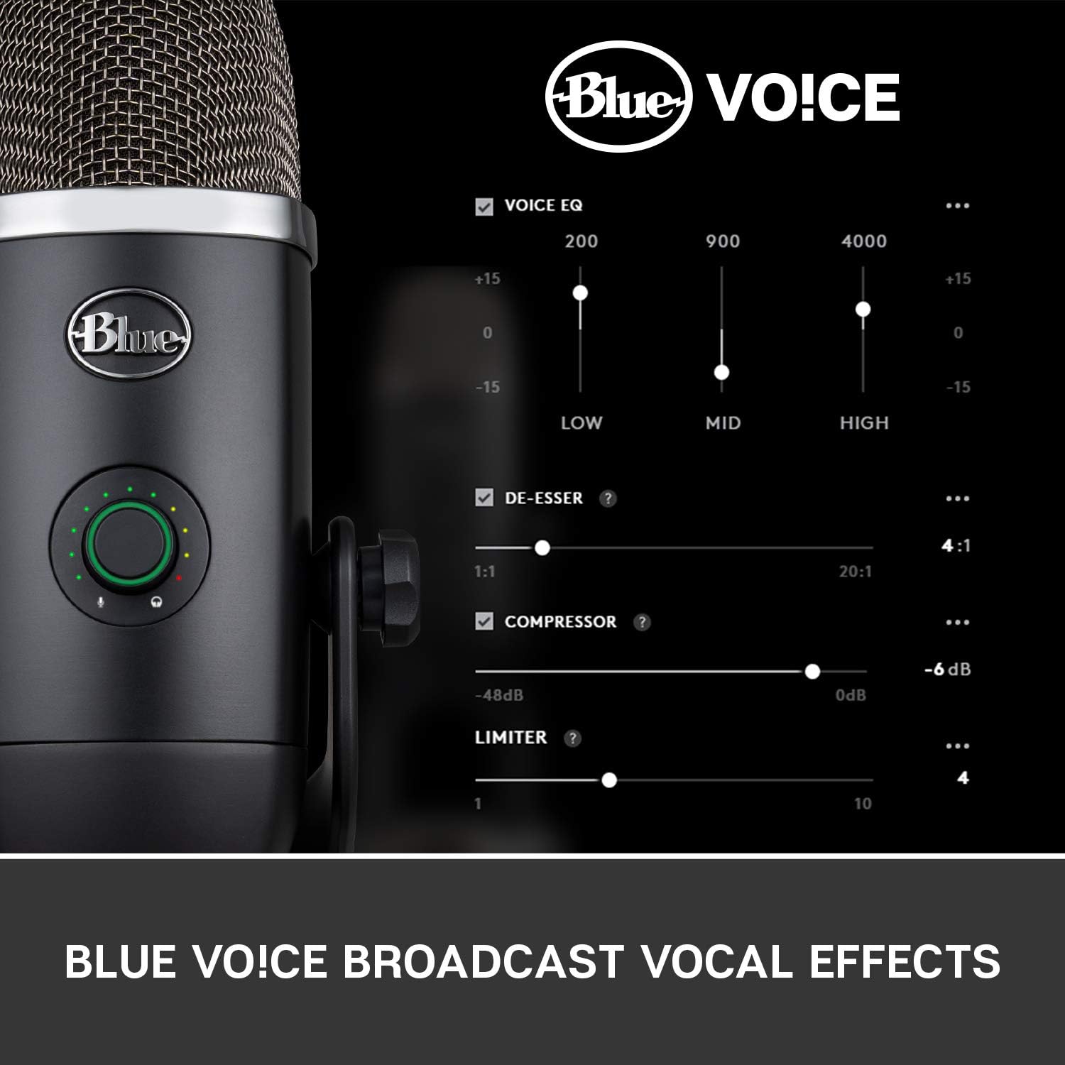 Blue Yeti X Professional Condenser USB Microphone with High-Res Metering, LED Lighting R184934