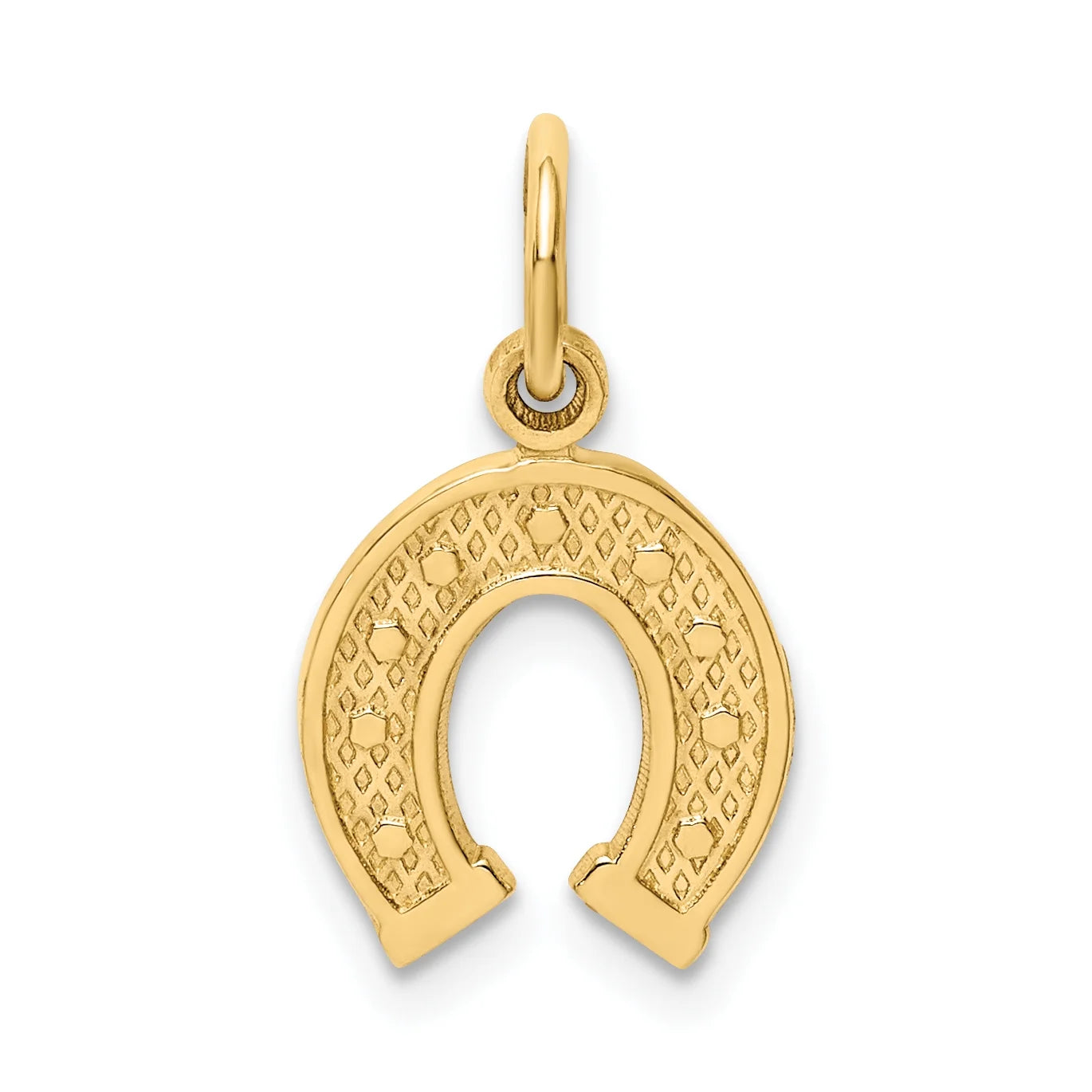 14K Yellow Gold Horseshoe Pendant Charm with 10K Yellow Gold Rope Chain Necklace 20'' P105