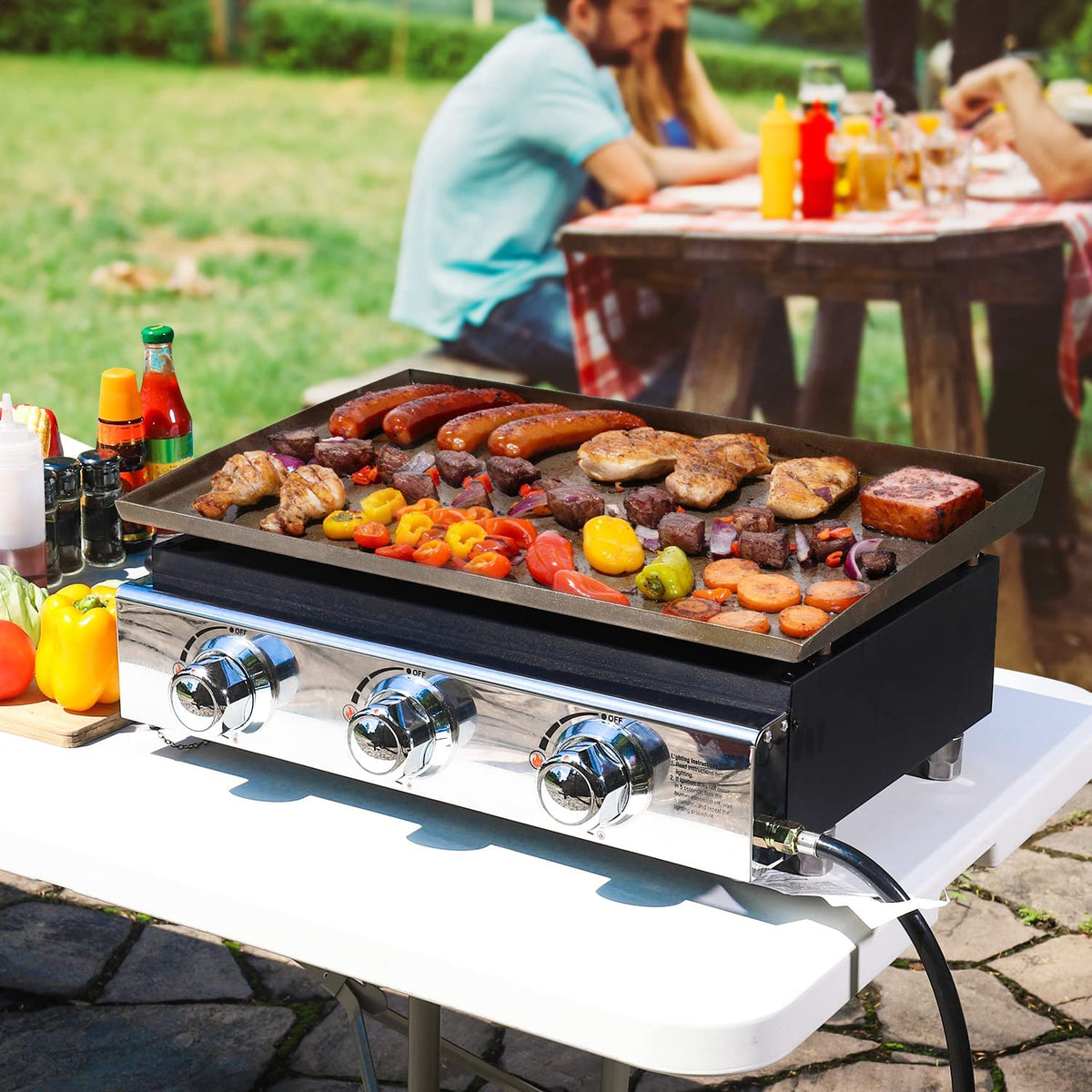 23in 3-Burner Propane Gas Griddle, 355 sq in, 25,500 BTU Z892