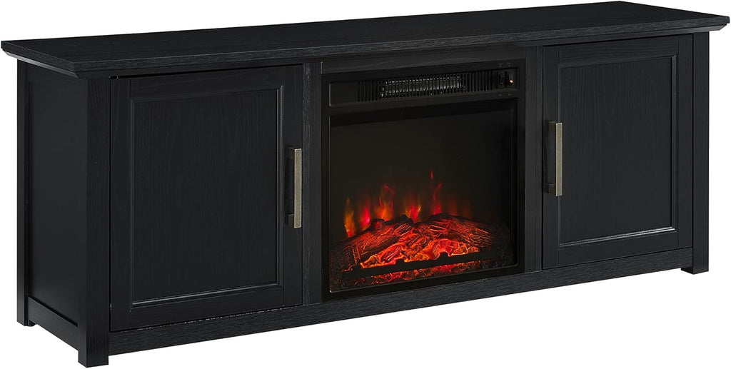 Dark Walnut TV Stand with Electric Fireplace D887