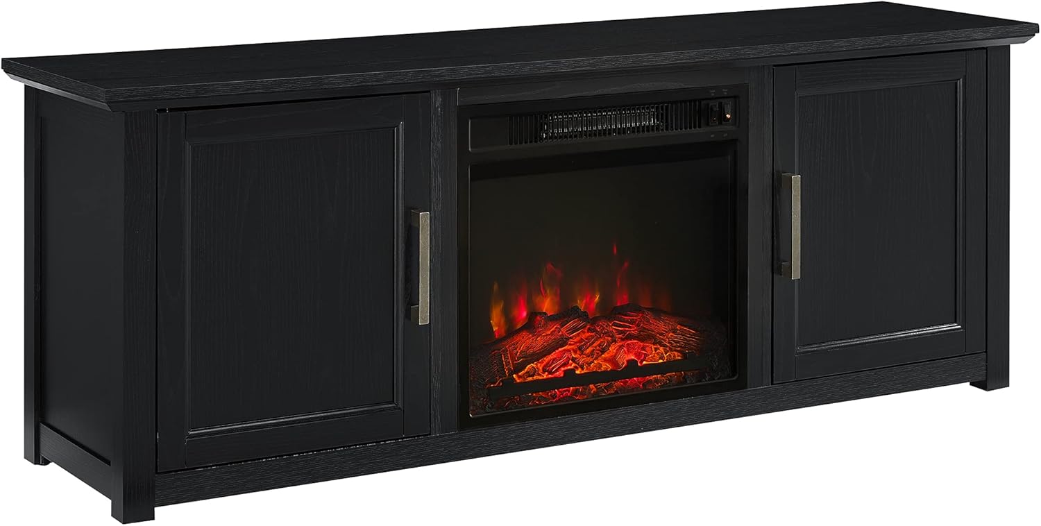 Dark Walnut TV Stand with Electric Fireplace D887