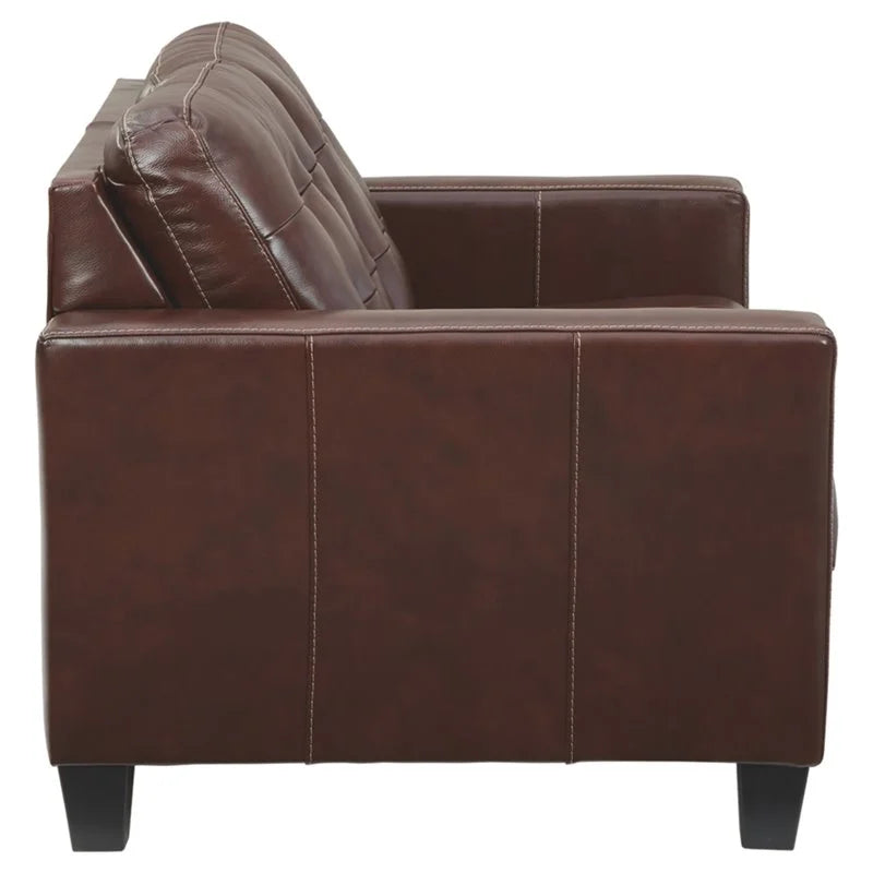 Walnut Leather Loveseat I418