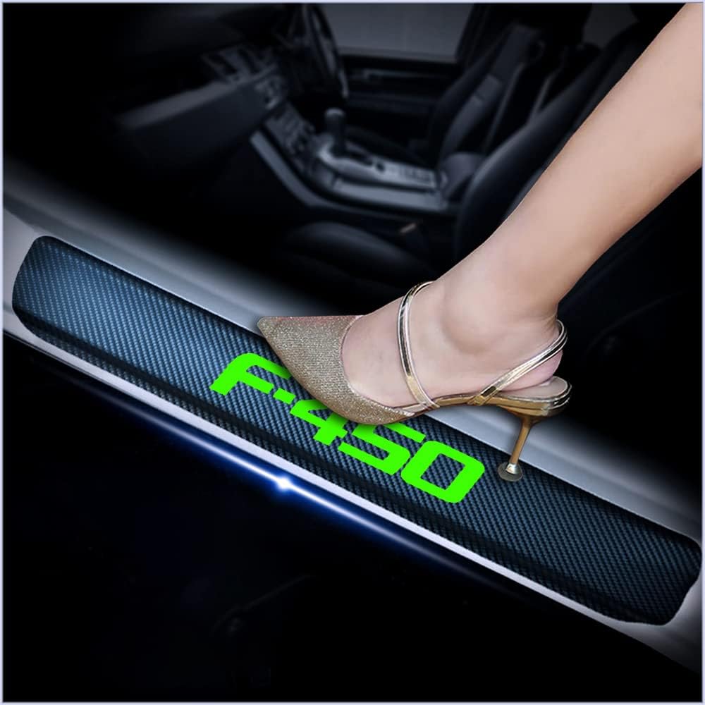 4Pcs Car Door Sill Scuff Plate Cover Carbon Fiber Sticker red I4010