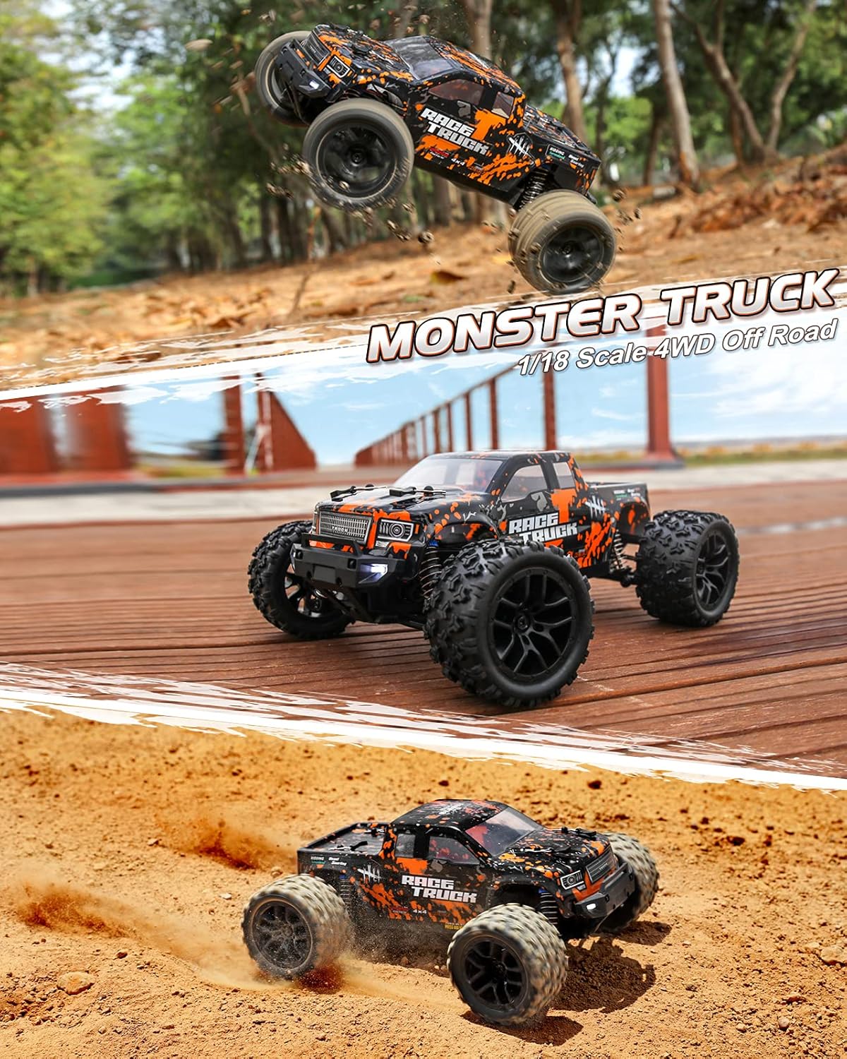 1:18 Scale 4X4 RC Monster Truck with 2 Batteries W175860