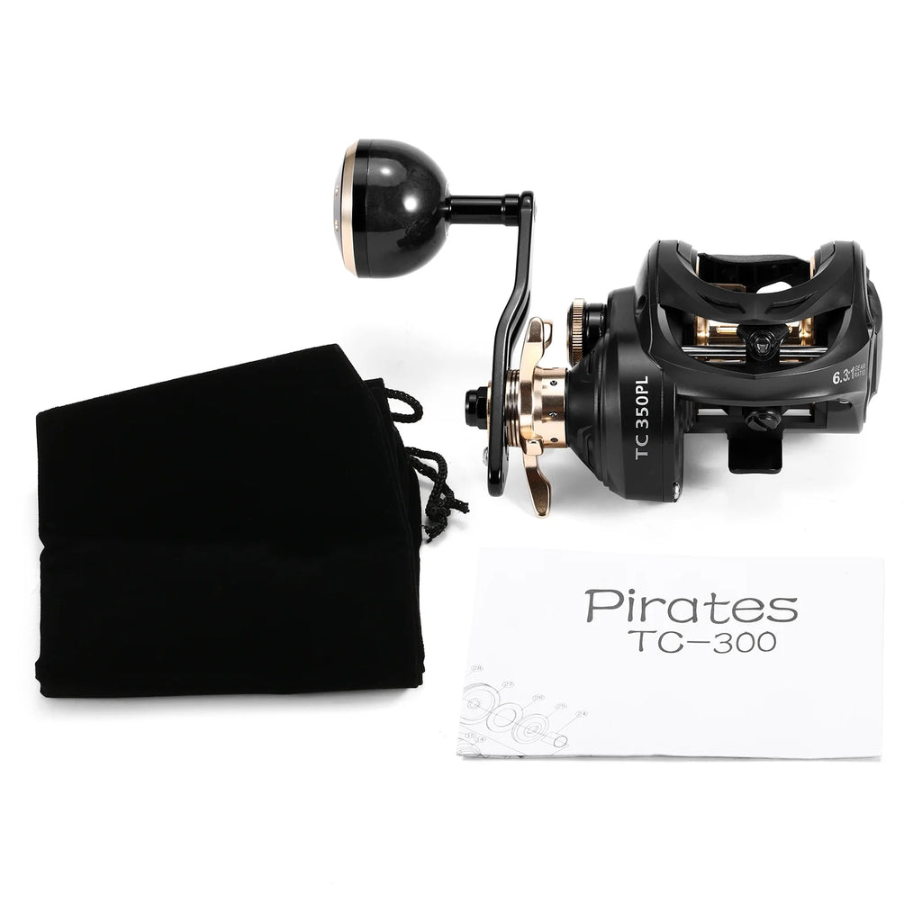 Carbon Fiber Baitcaster Fishing Reel, 9+1BB, 6.3:1 Gear Ratio, Magnetic Brake System E688