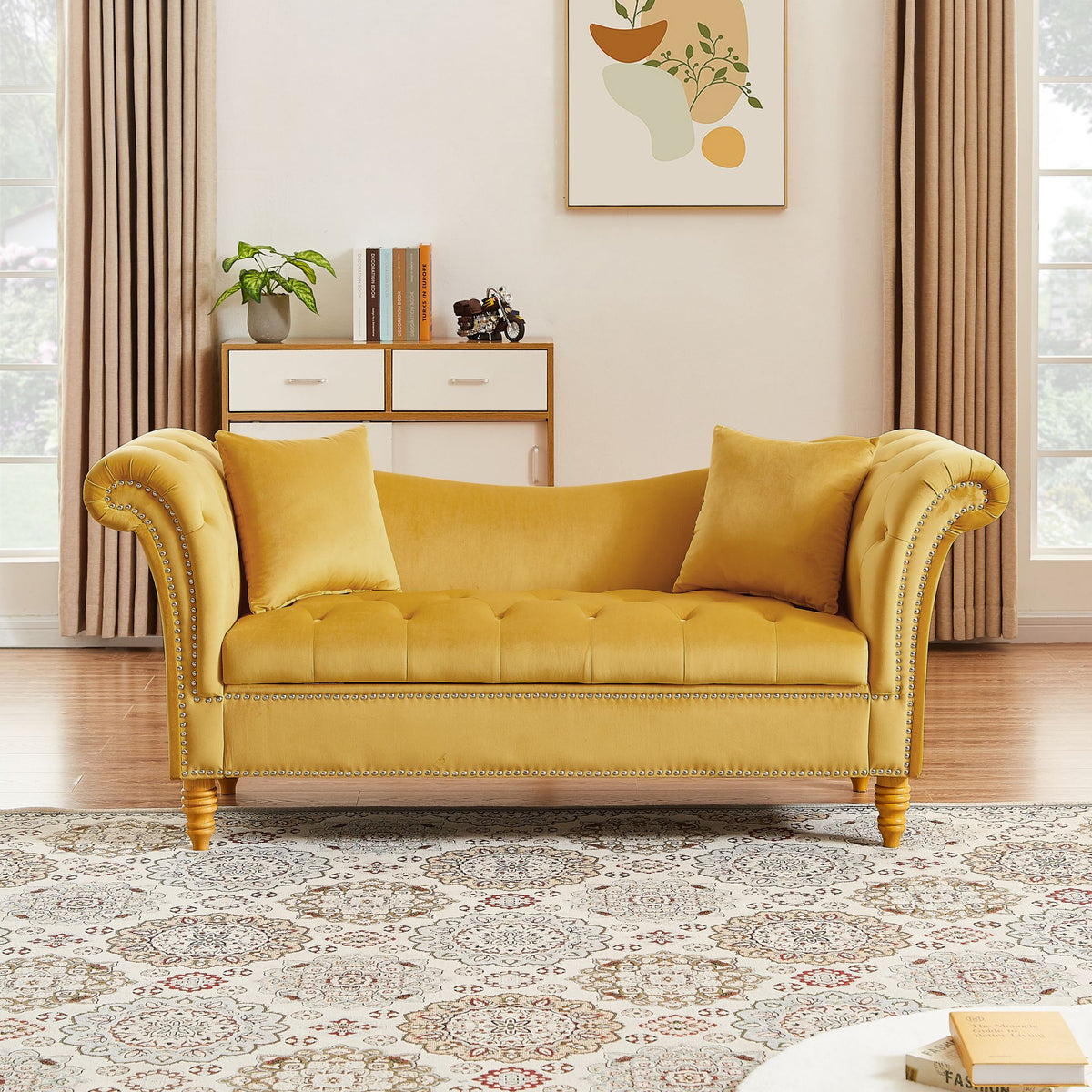 Velvet U Shape Backrest Sofa with Storage S4842