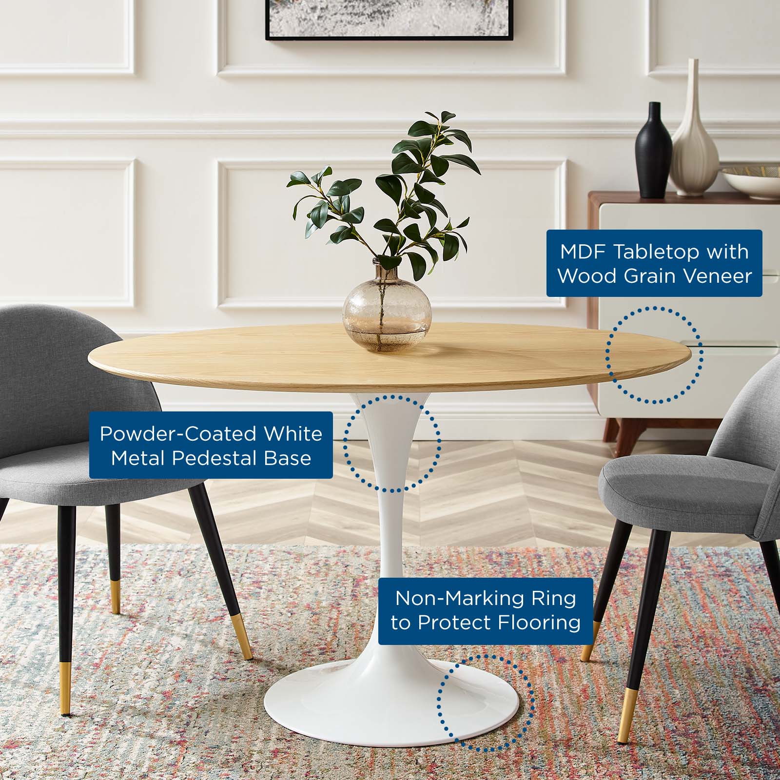 Oval 48 inch Wood Metal Dining Table T723