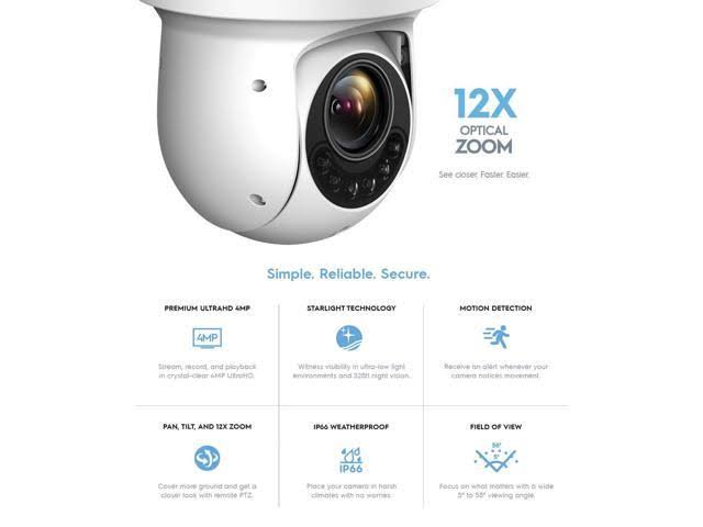4MP PTZ 12x Optical Zoom Outdoor PoE IP Camera Speed Dome - White X980260
