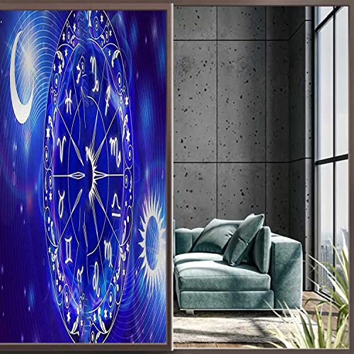 Astrology Blue Window Privacy Film, 17.7 in x 78.7 in B794
