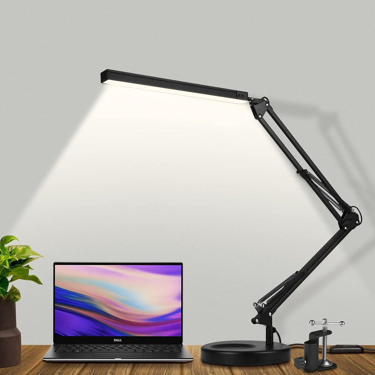 LED Desk Lamp with Clamp, Swing Arm, 3 Color Modes 10 Brightness Levels T797761
