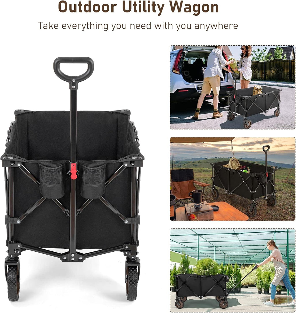 Heavy Duty Collapsible Folding Wagon Utility Cart with Universal Wheels & Adjustable Handle B46111