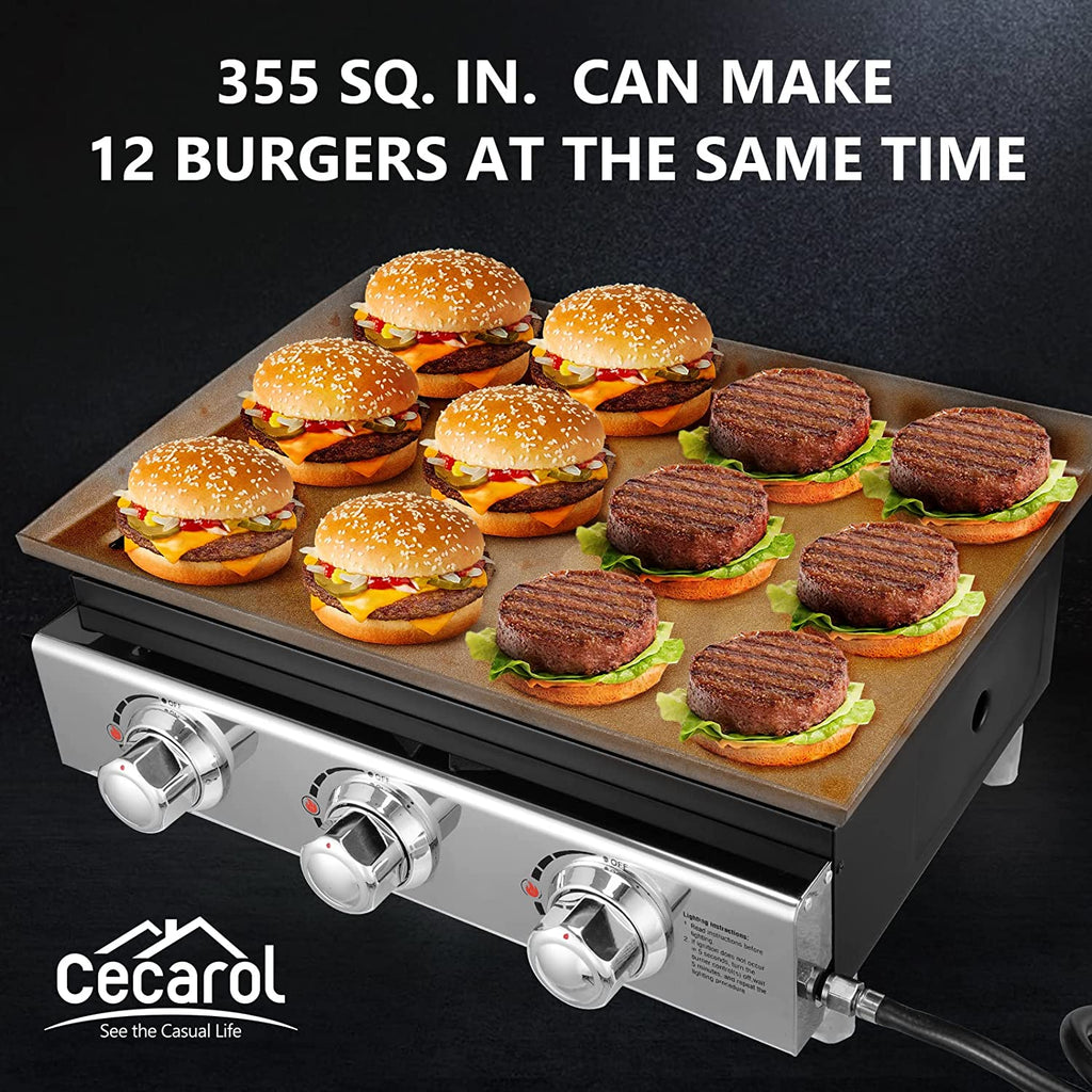 23in 3-Burner Propane Gas Griddle, 355 sq in, 25,500 BTU Z892