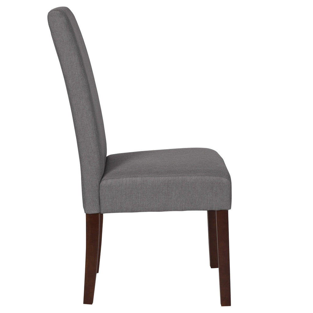 Light Gray Fabric Parsons Chair with Mahogany Legs R7760