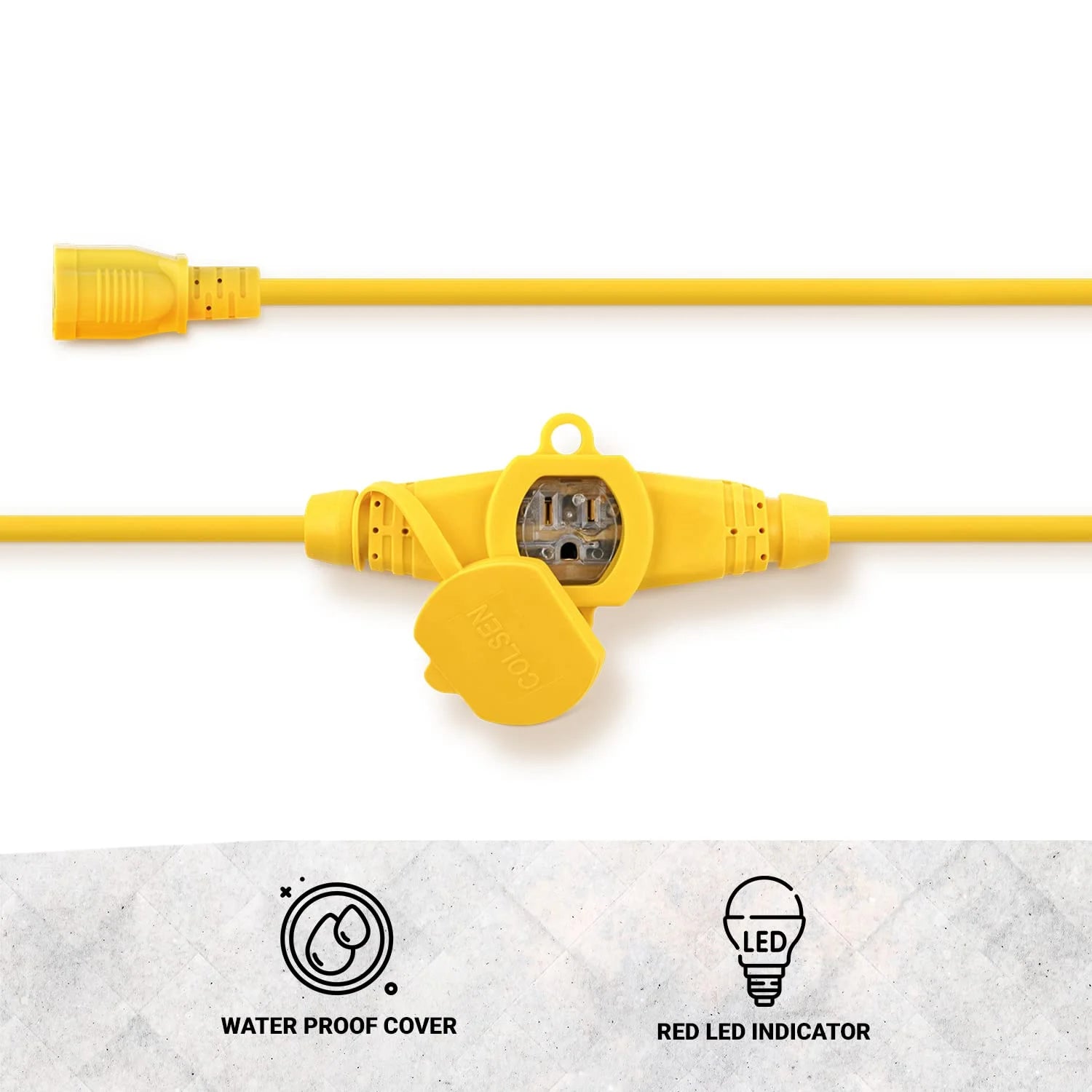 Yellow 25FT Power Extension Cord 3 Prong 16 Gauge SJTW Cable U980