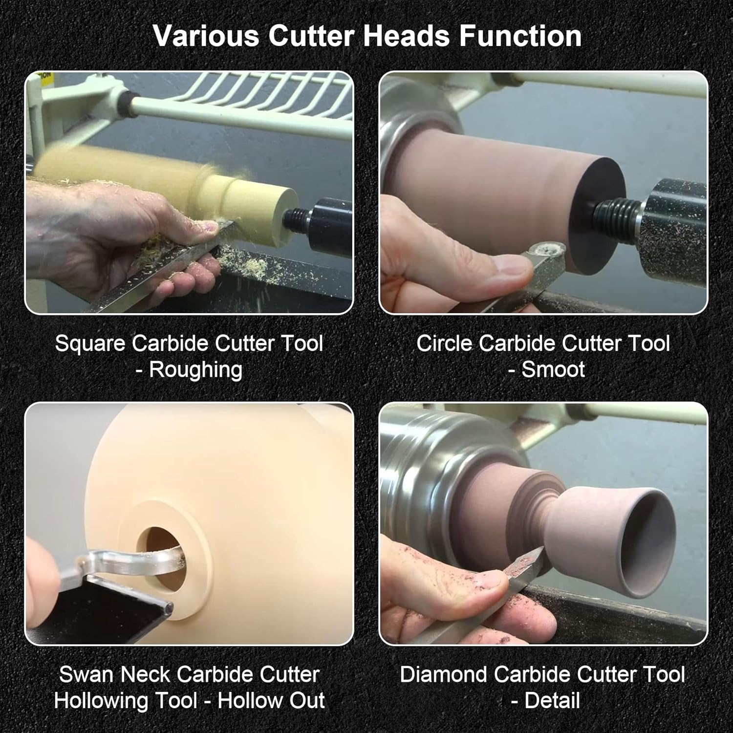 Carbide Tipped Wood Turning Lathe Tools with Removable Alloy Handle and Carbide Inserts I613475