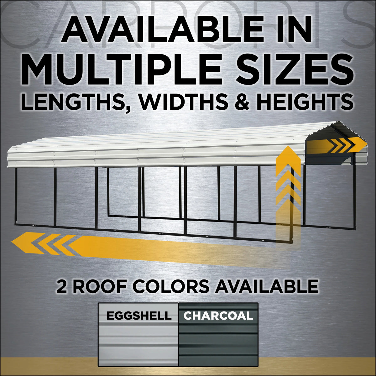 Galvanized Steel Carport Kit, 12' x 24' x 9', Charcoal Y732228