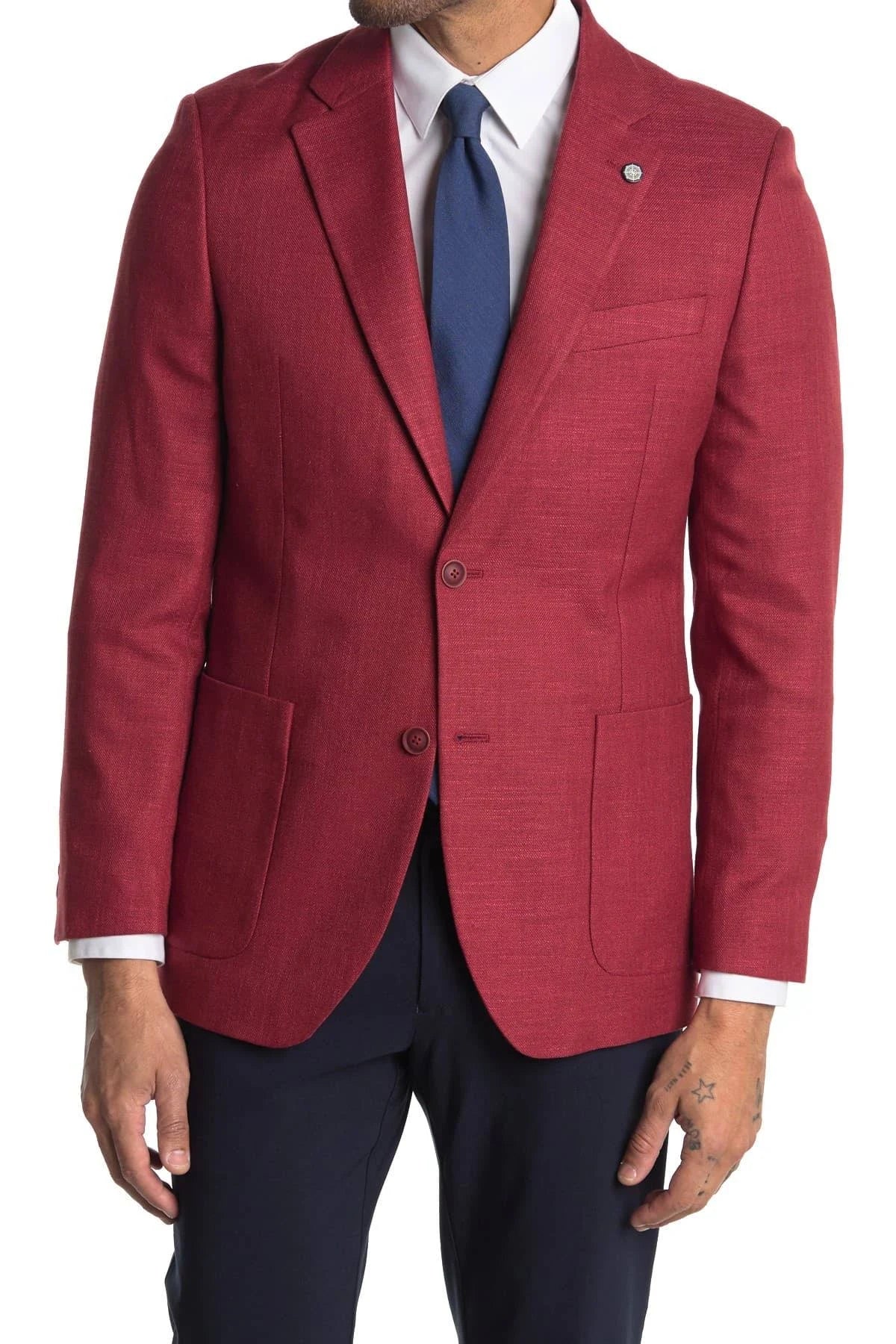 Red Notch Lapel Sportcoat Size 42 Regular A7967