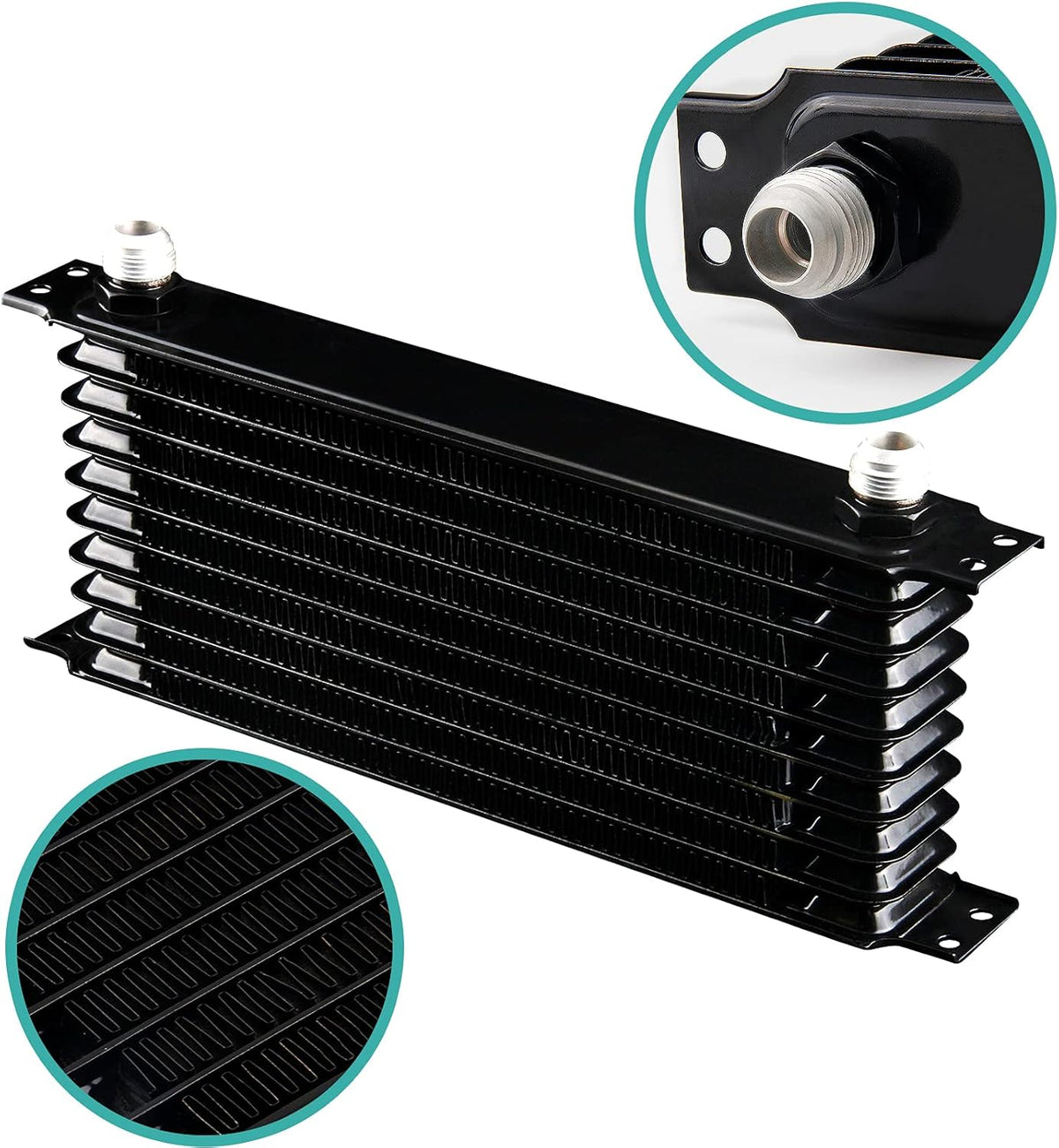 10 Row AN10 Oil Cooler Kit Universal Aluminium Alloy Black X40822