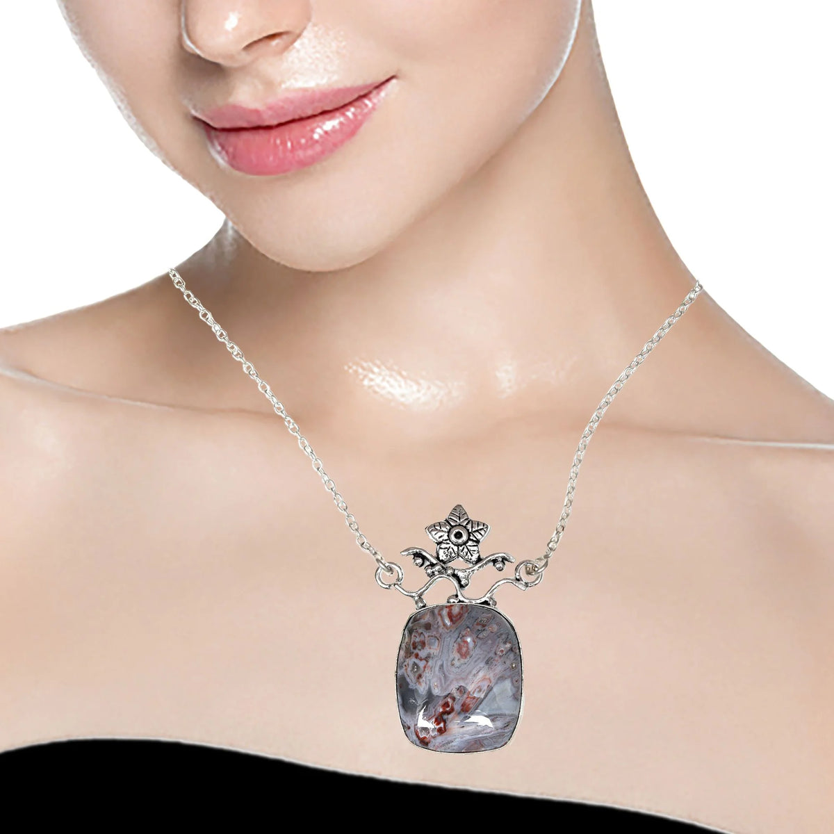 Ocean Jasper 925 Silver Necklace 20 in Z565