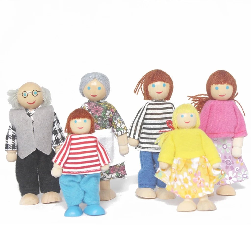 6 People Dolls House Family Miniature Set Y18062